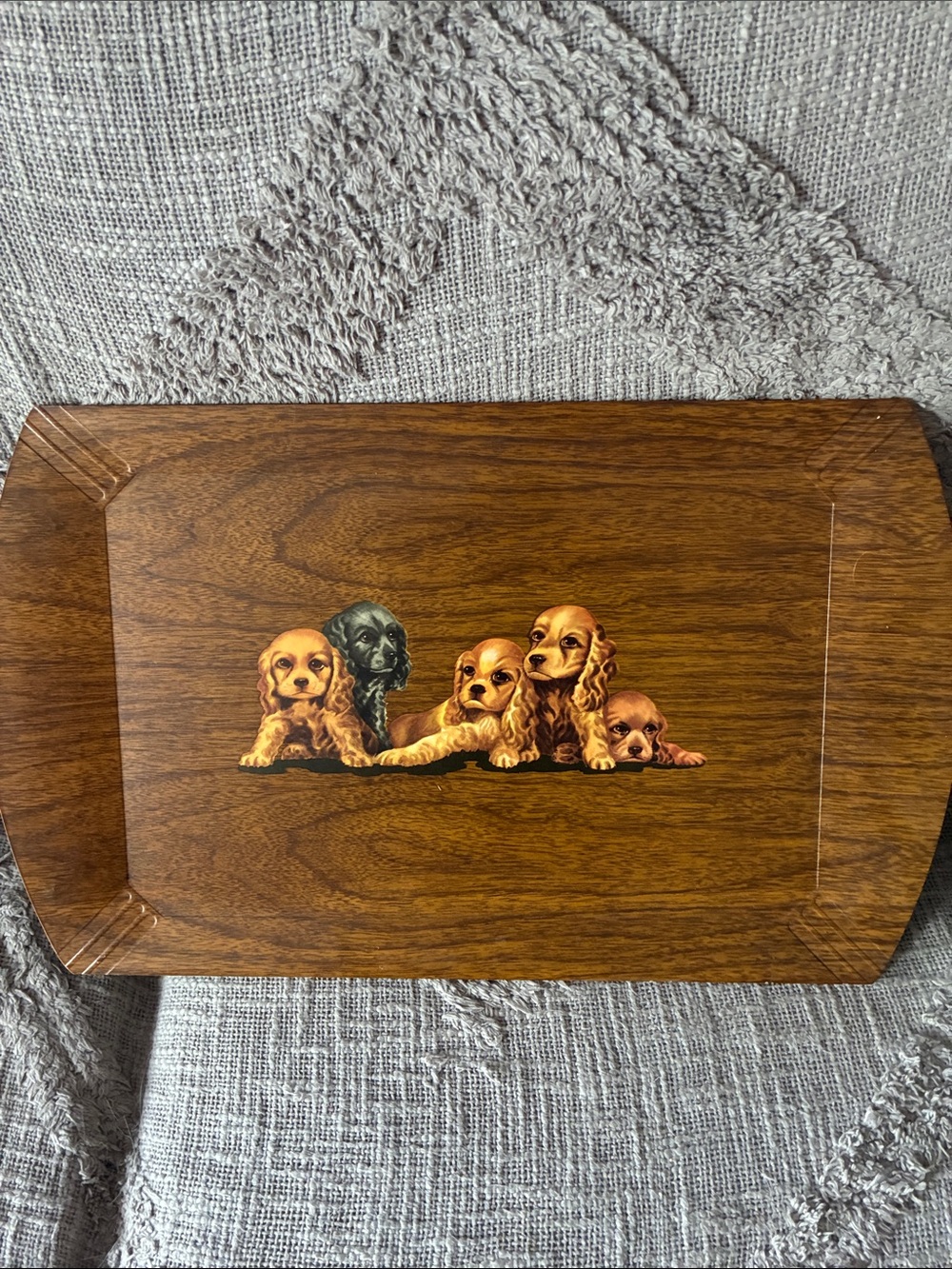 Vintage dog tray set of 2
